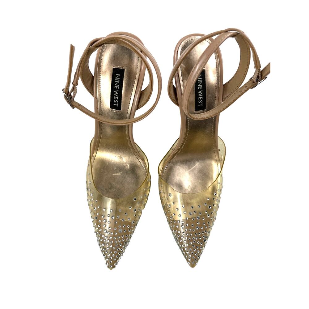 Nine West - Foreva Rhinestone Stiletto Pumps In Nude & Clear View 4